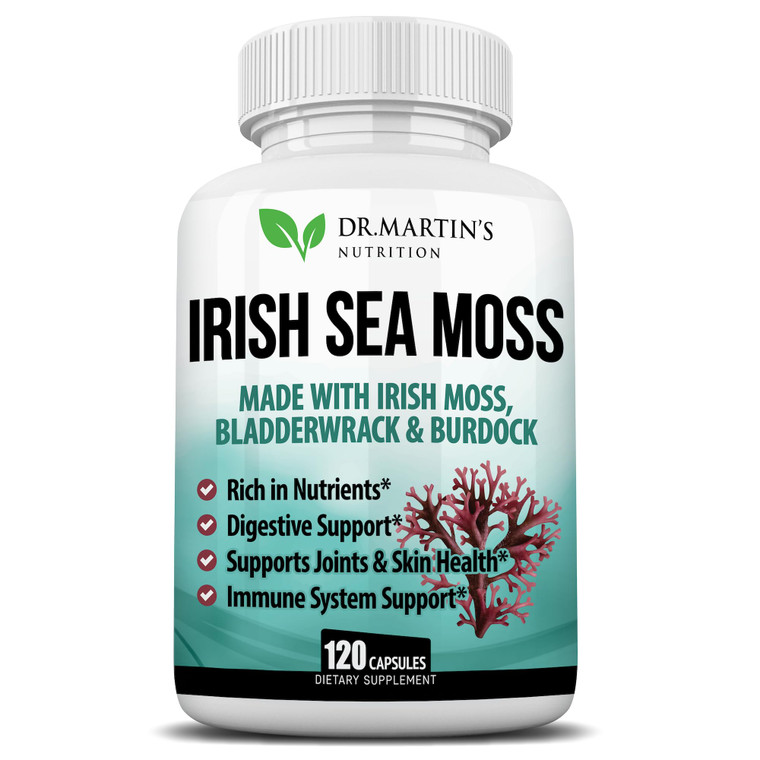 2625mg Irish Sea Moss Supplement 120 Capsules | SeaMoss Bladderwrack Burdock Root Capsules | Contain 92 Vitamins & Minerals For Immunity, Gut, Joint