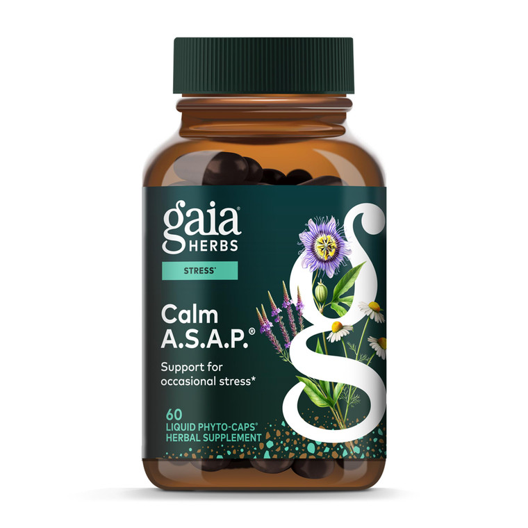 Gaia Herbs Calm A.S.A.P. - Stress Support Supplement with Skullcap, Passionflower, Chamomile, Vervain, Holy Basil & More - Supports Calm* - 60 Vegan