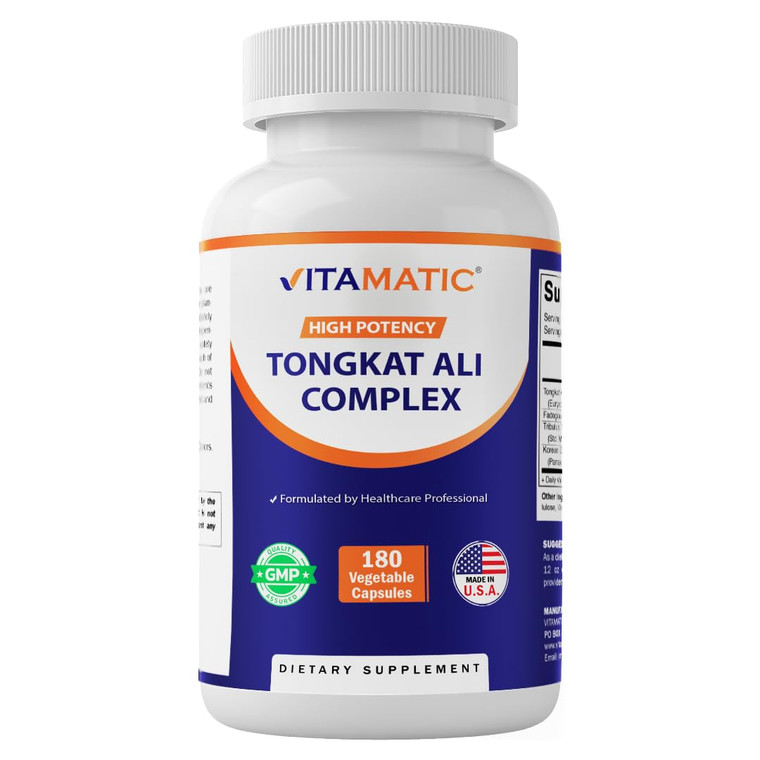 Vitamatic Tongkat Ali Extract 200 :1 Extract for Men (Longjack) Eurycoma Longifolia - 1800 mg Per Serving - Made with Fadogia Agrestis 20:1 Extract,