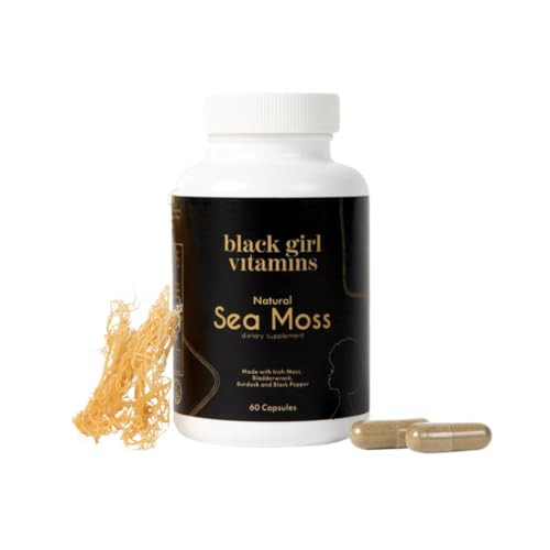 Black Girl Vitamins Organic Sea Moss Capsules  92 Minerals Superfood Supplement | Vegan Sea Moss Pills for Thyroid, Digestive & Immune Support | Bla