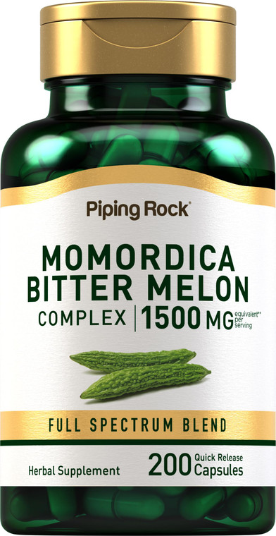 Piping Rock Bitter Melon Capsules | 200 Pills | Complex Herbal Extract Supplement | Momordica Charantia | Non-GMO, Gluten Free