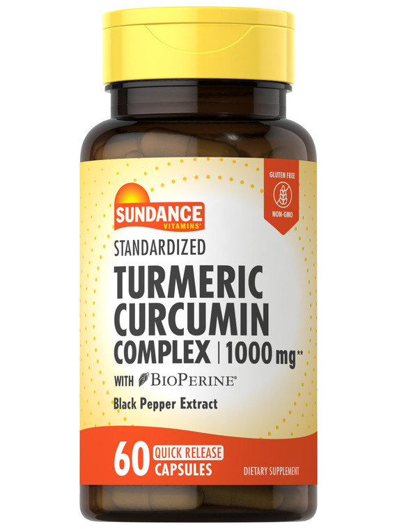 Sundance Turmeric Curcumin Complex | 60 Capsules | with BioPerine | Non-GMO and Gluten Free Supplement