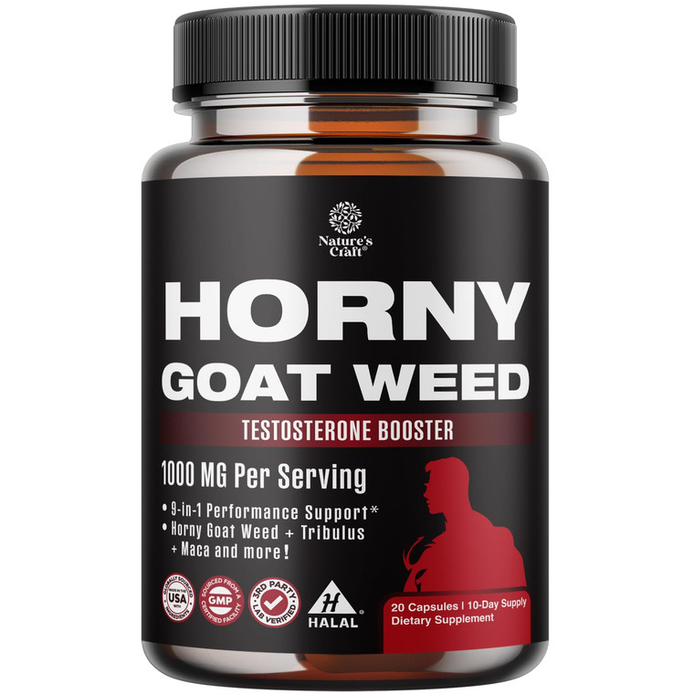 Horny Goat Weed for Male Enhancement - Extra Strength Horny Goat Weed for Men 1000mg per Serving Complex with Tongkat Ali Saw Palmetto Extract Panax