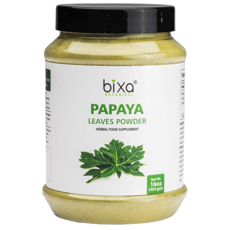 bixa BOTANICAL Papaya Leaf Powder | Carica Papaya | 1 Pound / 16 OZ | Ayurvedic Herbal Supplement | Gluten Free, Non-GMO, Steam Treated, Vegan, 100%