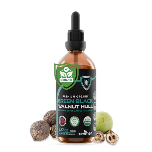 Zenmen Organic Green Black Walnut Hull Tincture - Highly Potent Formula, Source of Antioxidants - 2.37 fl oz / 60ml, Vegan, Manufactured in The USA