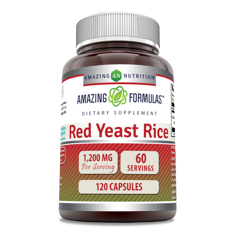 Amazing Formulas Red Yeast Rice 1200mg Per Serving Capsules Supplement | Non-GMO | Gluten Free | Made in USA (1 Pack, 120 Count)