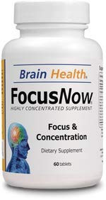 Focus Now - 100% Natural Dietary Supplement - Supports a Healthy Level of Focus, Concentration & Memory - 60 Brain Tablets