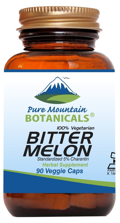 Pure Mountain Botanicals Bitter Melon Capsules - Kosher Vegan Caps with 500mg Bitter Melon Extract Supplement