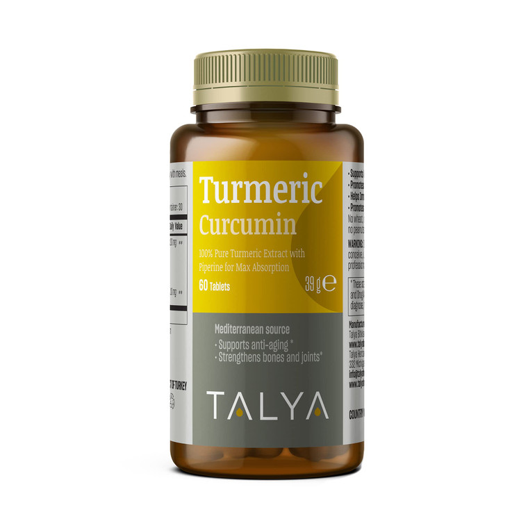 TALYA Turmeric Curcumin with Black Pepper | Turmeric Supplement with 95% Curcuminoids | Bones & Joint Supports | Non-GMO, Vegan, Gluten Free | 60 Cap