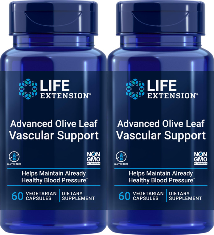 Life Extension Advanced Olive Leaf Vascular Support, 60 Vegetarian Capsules (Pack of 2)