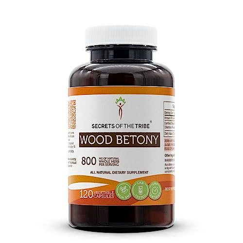 Secrets of the Tribe Wood Betony 120 Capsules, Made with Vegetable Capsules and Stachys officinalis Sedative Effect (120 Capsules)