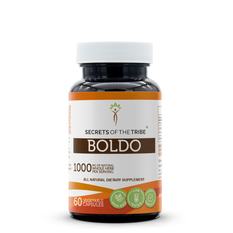 Secrets of the Tribe Boldo 60 Capsules, 1000 mg, Boldo (Peumus boldus) Dried Leaf (60 Capsules)