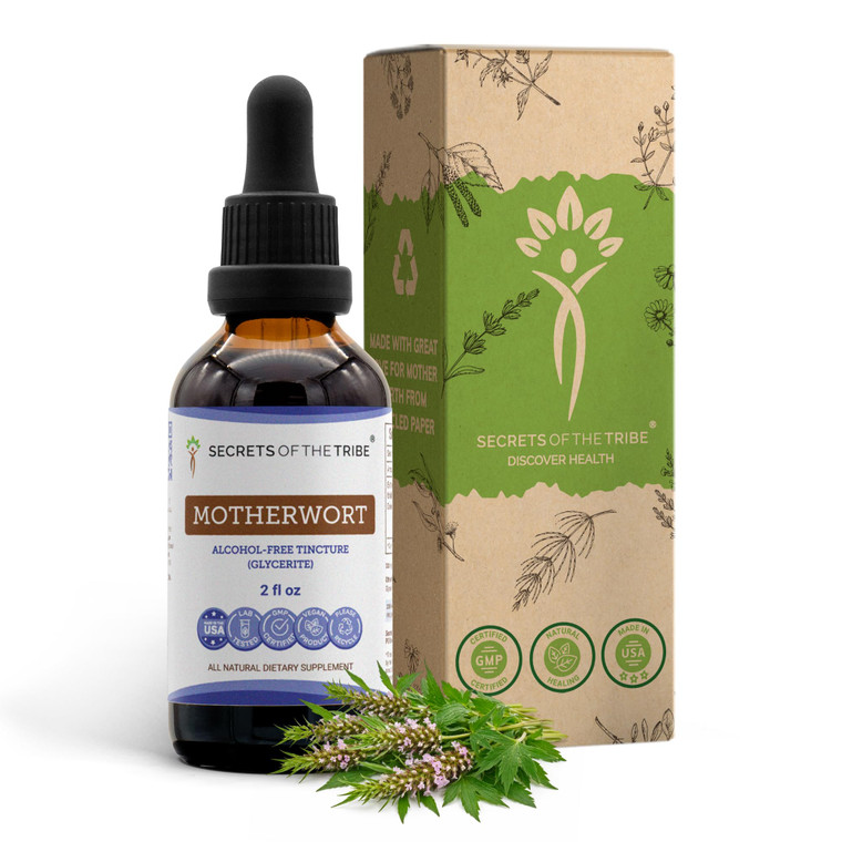 Secrets of the Tribe Motherwort Tincture Alcohol-Free Liquid Extract, Motherwort (Leonurus Cardiaca) Dried Herb (2 FL OZ)