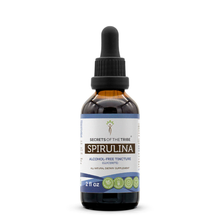 Secrets of the Tribe Spirulina Alcohol-Free Liquid Extract, Spirulina (Arthrospira Platensis) Tincture Supplement (2 FL OZ)