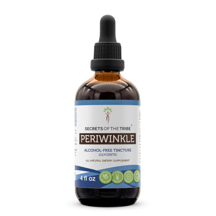 Secrets of the Tribe Periwinkle Alcohol-Free Liquid Extract, Periwinkle (Vinca Major) Dried Herb Tincture Supplement (4 FL OZ)