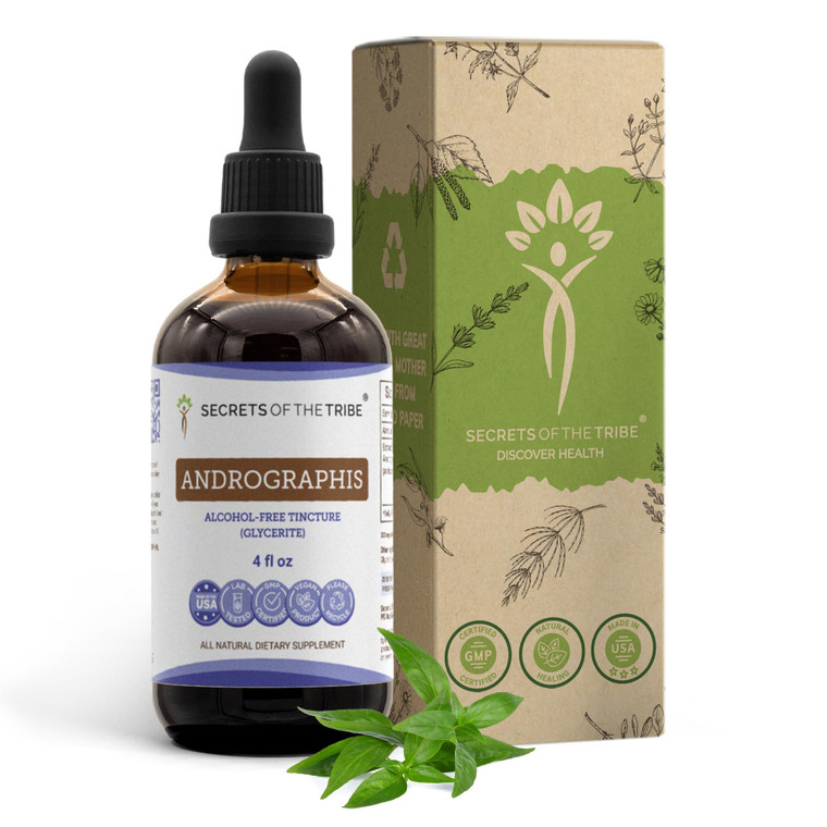 Secrets of the Tribe Andrographis Alcohol-Free Liquid Extract, Fah talai jone, Chuan Xin Lian, Andrographis paniculata Tincture Supplement (4 FL OZ)