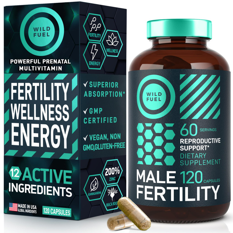 Fertility Supplements for Men Prenatal Vitamin - Maca Root, Ashwagandha, Zinc, Plus Naturals - Conception for Him Men Fertility Vitamins and Male Fer