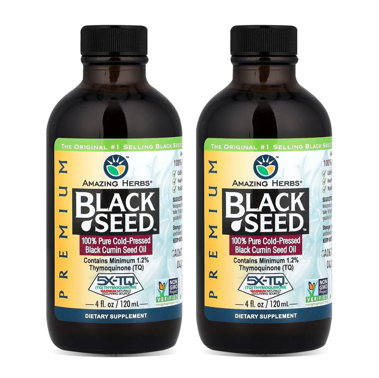 Amazing Herbs Premium Black Seed Oil - Gluten Free, Non GMO, Cold Pressed Nigella Sativa Aids in Digestive Health, Immune Support, Brain Function, Jo