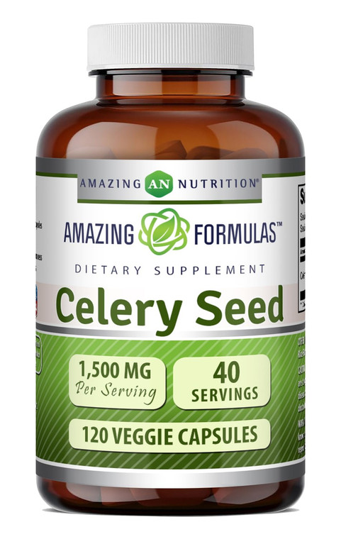 Amazing Formulas Celery Seed Extract Supplement | 1500 Mg Per Serving | 120 Veggie Capsules | Non-GMO | Gluten-Free | Made in USA