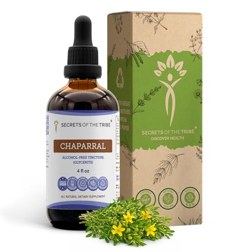 Secrets of the Tribe Chaparral Alcohol-Free Liquid Extract, Chaparral (Larrea tridentata) Dried Leaf and Flower Tincture Supplement (4 FL OZ)