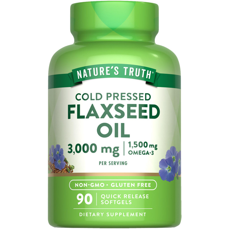 Nature's Truth Flaxseed Oil Softgels | 90 Count | Cold Pressed, Non-GMO & Gluten Free Supplement