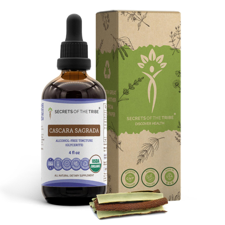 Secrets of the Tribe Cascara Sagrada USDA Organic | Alcohol-Free Extract, High-Potency Herbal Drops | Made from 100% Certified Organic Cascara Sagrad