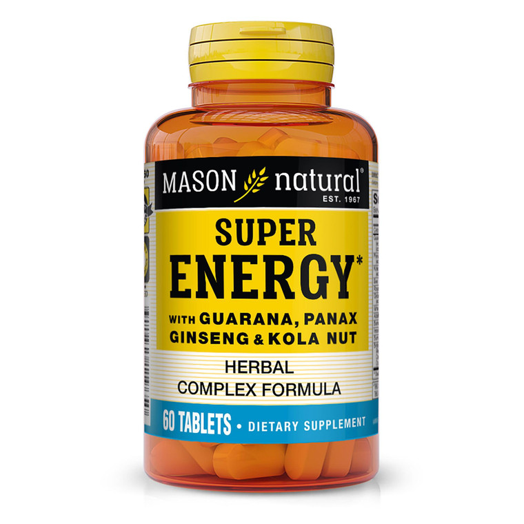 MASON NATURAL Super Energy, Made with Guarana, Panax Ginseng & Kola Nut for Optimal Performance & Energy, 30 Day Supply