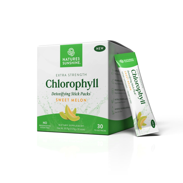 Nature's Sunshine Chlorophyll Stick Packs: Supercharge Your Detox and Boost Gut Health in Convenient, Delicious Stick Packs (Sweet Melon)