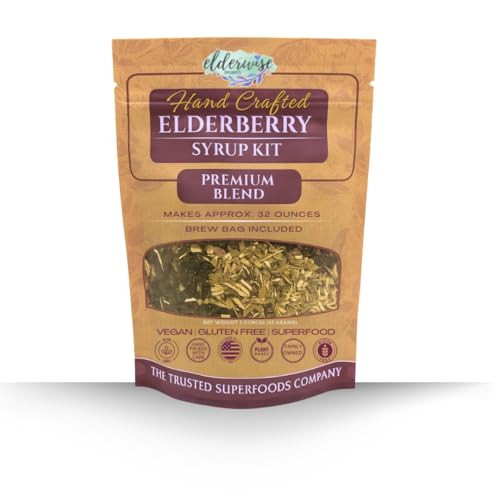 Elderwise Organic Elderberry Syrup Kit - Easy to Use, DIY Elderberry Syrup Making Kit with Elderberries ,Rosehips, Ginger, Echinacea, Cinnamon, and C