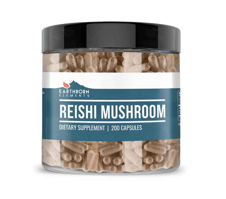 Earthborn Elements Reishi Mushroom 200 Capsules, Pure & Undiluted, No Additives