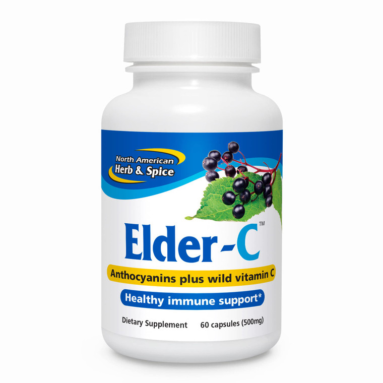 NORTH AMERICAN HERB & SPICE Elder-C - 60 Capsules - Elderberry Concentrate - Immune Support, Healthy Respiratory Response - Contains Oreganol P73 - N