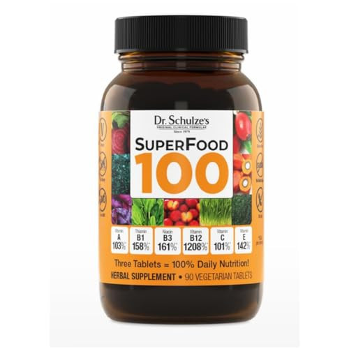 Dr. Schulze's SuperFood 100 - Everyday Superfood Supplement to Support Overall Wellness - Mutivitamin Support for Cellular Nutrition & Energy - Clean