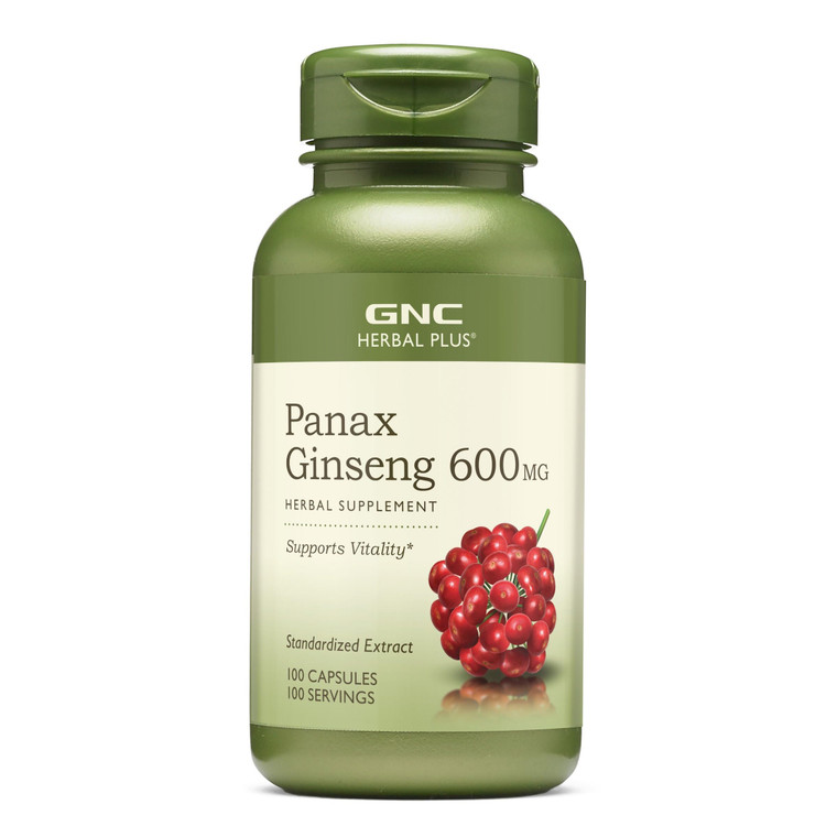 GNC Herbal Plus Panax Ginseng 600mg, Supports Vitality, 100 Capsules