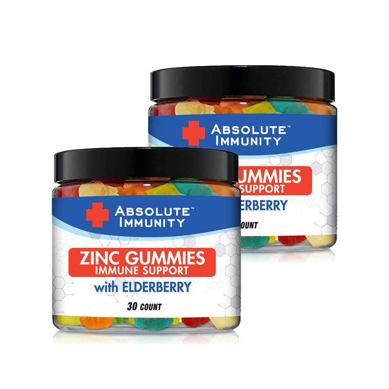 Absolute Immunity- ZINC and Elderberry Gummies - Immune System Health - Adults and Kids 30ct. 2 Pack