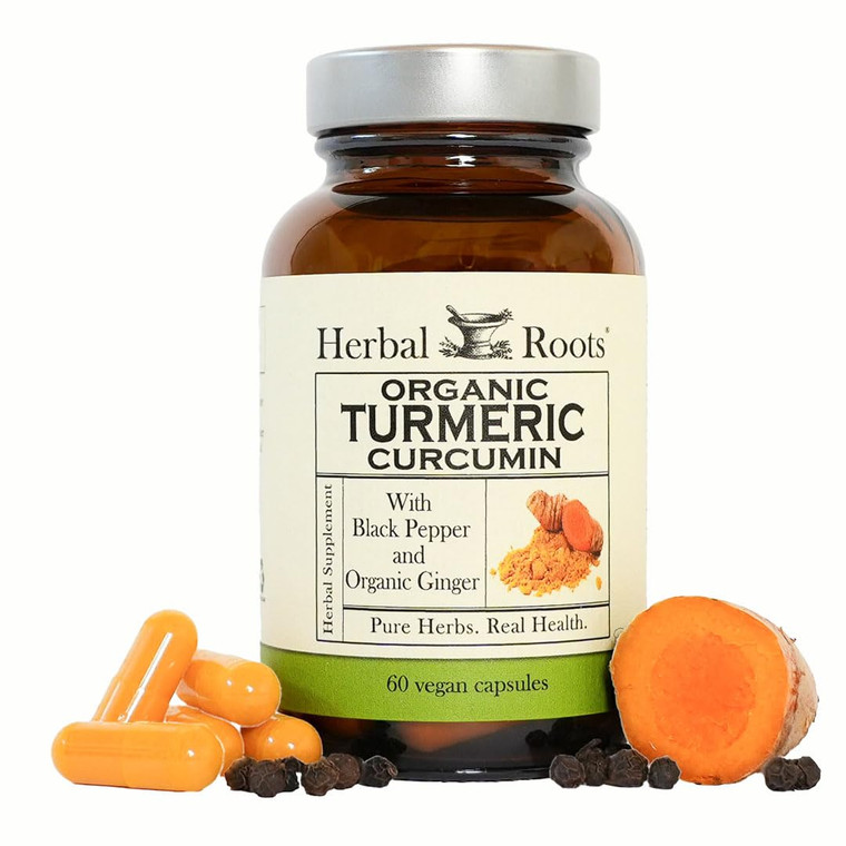 Herbal Roots - Turmeric Curcumin Capsules - Extra Strength - 1000mg Pure Organic Turmeric Supplement, 95% Standardized Curcumin Extract with BioPerin