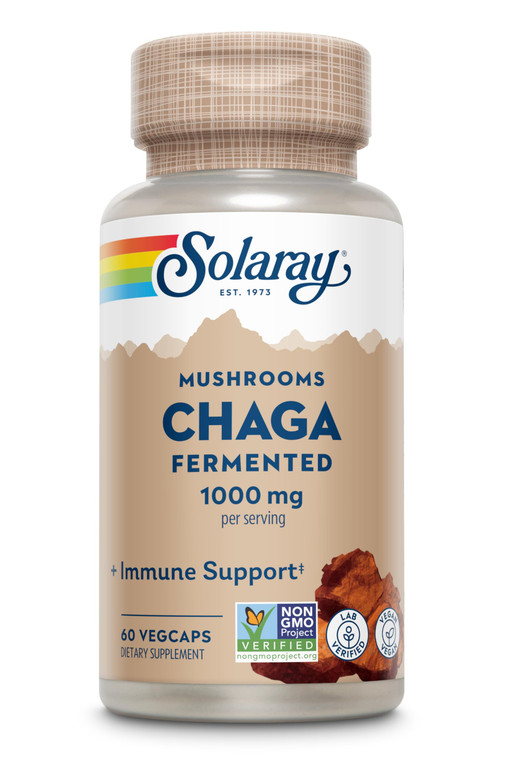 SOLARAY Fermented Chaga Mushroom 1000 mg | Healthy Immune Function Support | 30 Servings | 60 VegCaps