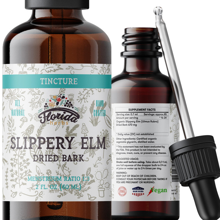 Slippery Elm Tincture 2 oz (60 ml) | Premium Alcohol-Free Herbal Extract from Ulmus Rubra | Liquid Botanical Supplement | Traditional Soothing Mucila