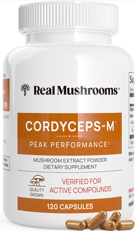 Real Mushrooms Supplement Capsules - Cordyceps Mushroom Powder Rich in Beta Glucans - Mushroom Pills Cordyceps for Energy and Performance - Vegan, No