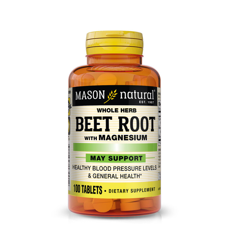 MASON NATURAL Beet Root with Magnesium and Calcium - Healthy Heart and Blood Pressure, Maintain Overall Health, 100 Tablets