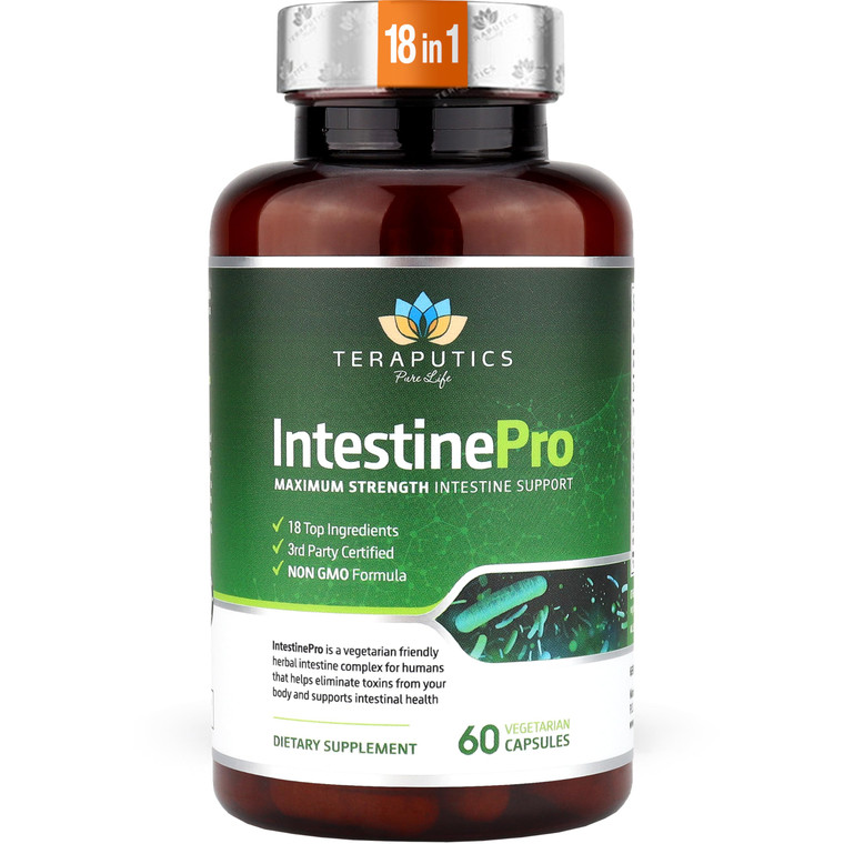 IntestinePro - Gut Health Supplement with Non-GMO Wormwood, Black Walnut, Clove, Pumpkin Seed + 14 More Premium Ingredients - Natural Support for Hum