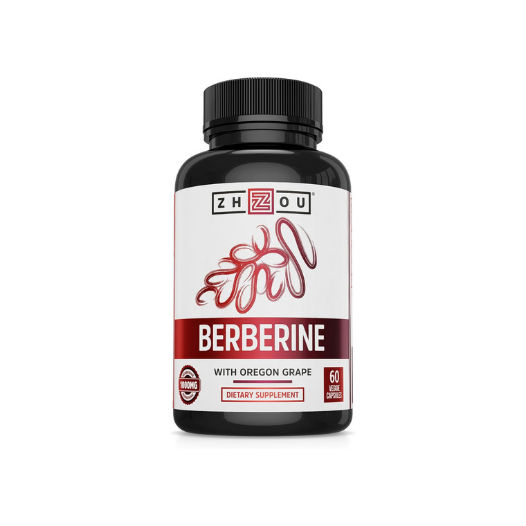 Zhou Berberine with Oregon Grape - Berberine Supplement for Women & Men, Gut Health, Metabolic Function, Berberine 1000mg Per Capsule - 60 Vegetarian