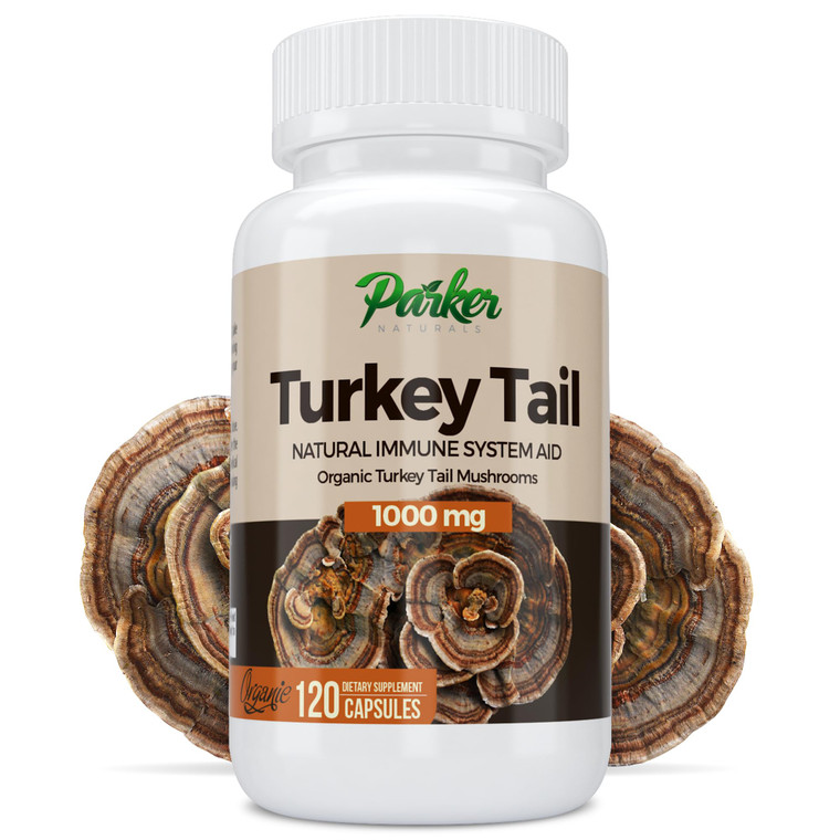 Parker Naturals Turkey Tail Mushroom Capsules - Organic Mushroom Supplement for Immune System Health Support - 1000 mg Premium Mushroom Supplements -