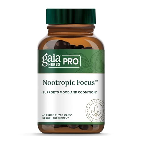 GAIA HERBS PRO Nootropic Focus - Brain Health Support Supplement* - Nootropic Supplement with Saffron, Ginkgo Leaf Extract & Lemon Balm - Vegan, Glut