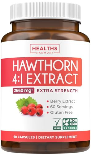 Super Potent Hawthorn Berry Extract Capsules - Hawthorn Berry Supplement Made from Extra Strength Concentrate to Support Heart and Digestive Health -
