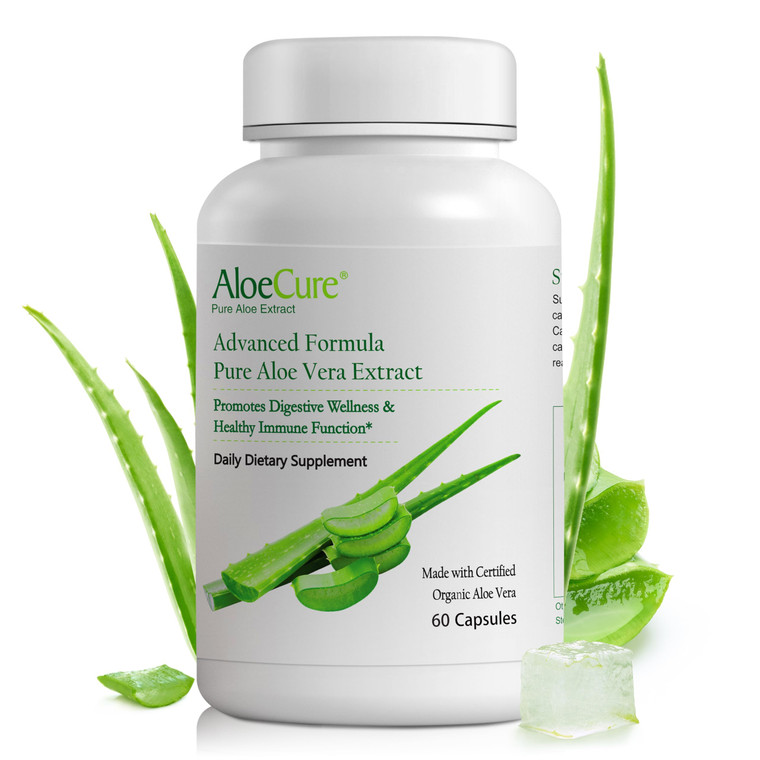 AloeCure Organic Aloe Vera Capsules, 160,000mg Inner Aloe Leaf Equivalent per Serving, Support Gut, Digestive, & Immune Health, Helps Maintain Balanc