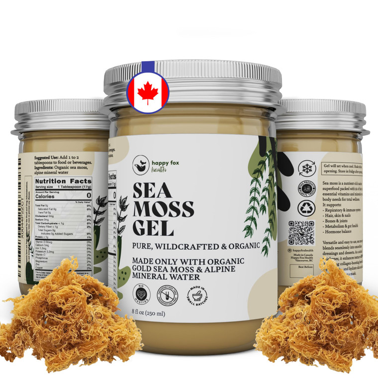 HAPPY FOX Organic Sea Moss Gel Made from Real Seamoss & Alpine Mineral Water. Pure Wildcrafted Sea Moss, Small Batch Made & Approved by Dr Sebi Sea M