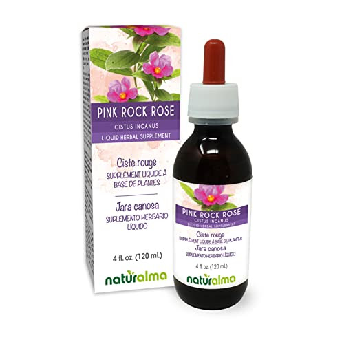 Naturalma Pink Rock Rose (Cistus incanus) herb Alcohol-Free Tincture - 4 fl oz Liquid Extract in Drops - Herbal Supplement - Vegan