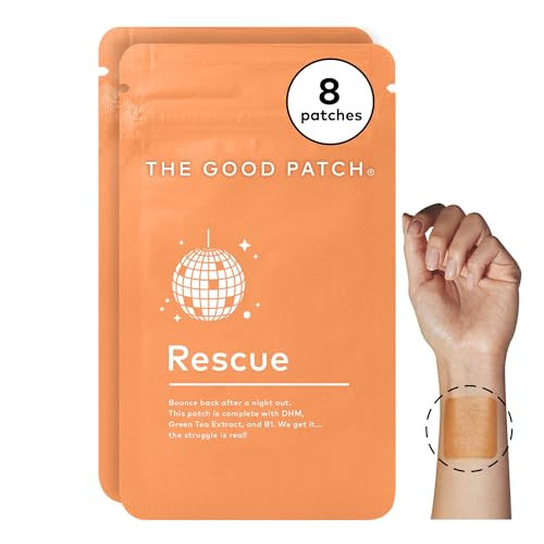 The Good Patch Rescue Recovery Patch, Natural Patch with DHM, Vitamin B1, and Green Tea, Plant-Powered Wearable Wellness, Support After a Night Out (