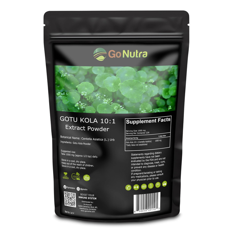 Gotu Kola 10:1 Extract Powder (8 oz), Centella Asiatica | Gluten Free and Non-GMO | Ayurvedic Herbal Supplement