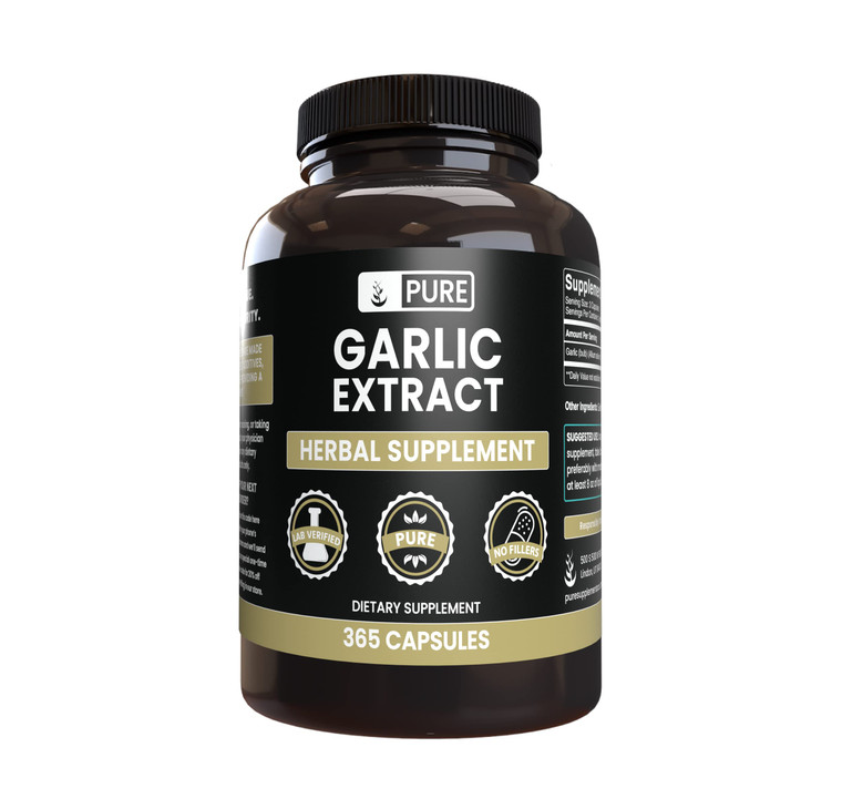Pure Original Ingredients Garlic Extract (365 Capsules) No Magnesium Or Rice Fillers, Always Pure, Lab Verified